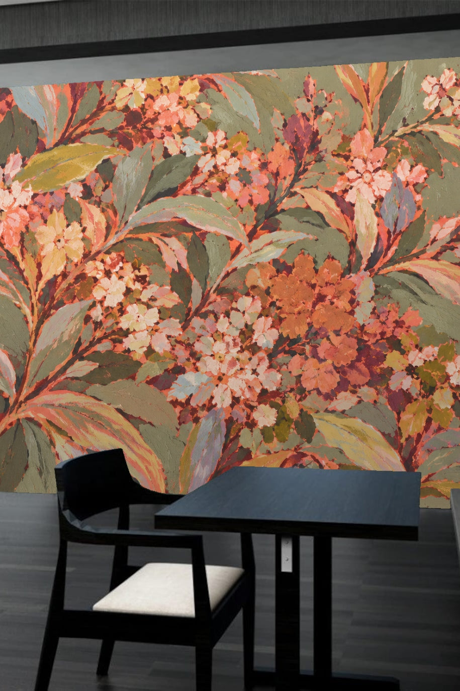 Soft brushstroke effect on petals and leafy elements