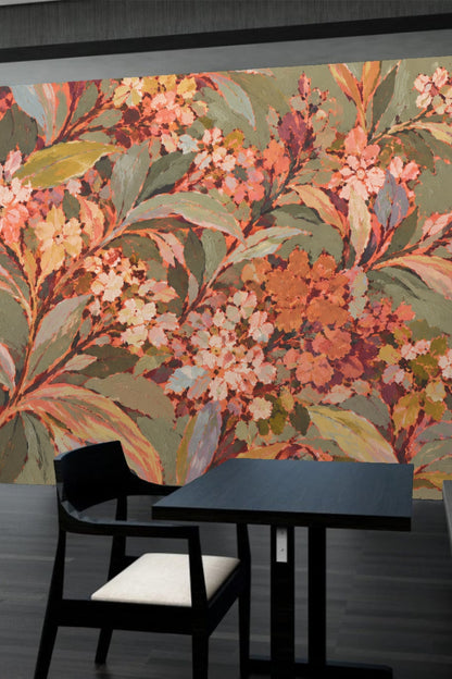 Soft brushstroke effect on petals and leafy elements
