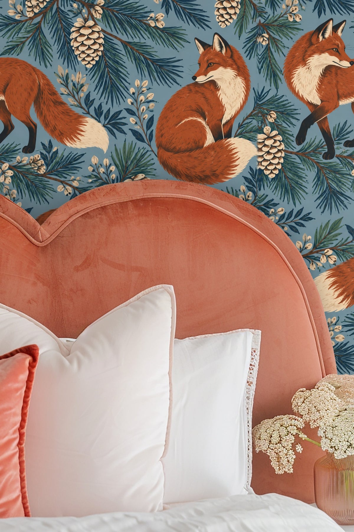 Wallpaper displayed in a modern cozy lounge setting.