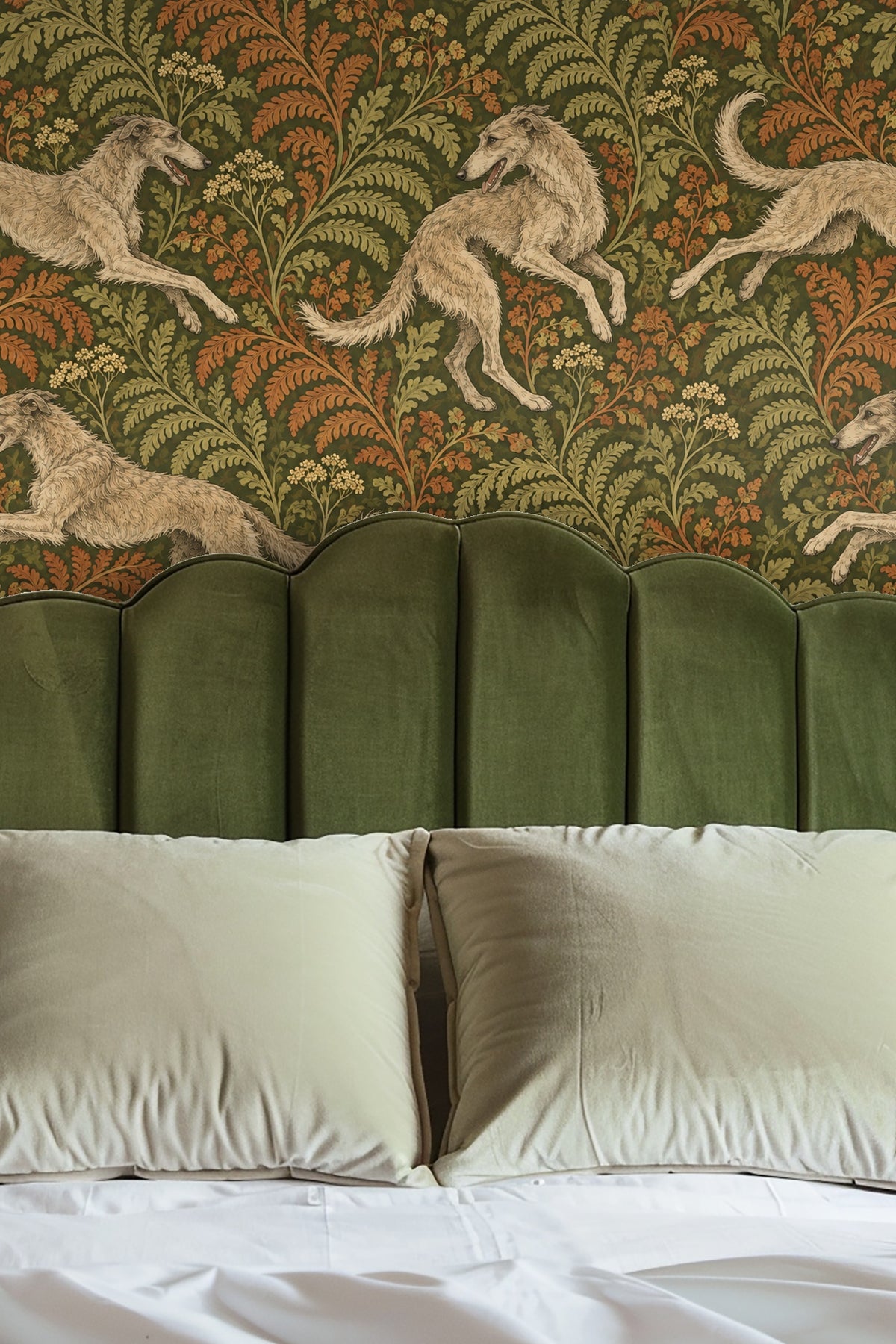 Feral Fern Play wallpaper shown in an interior setting