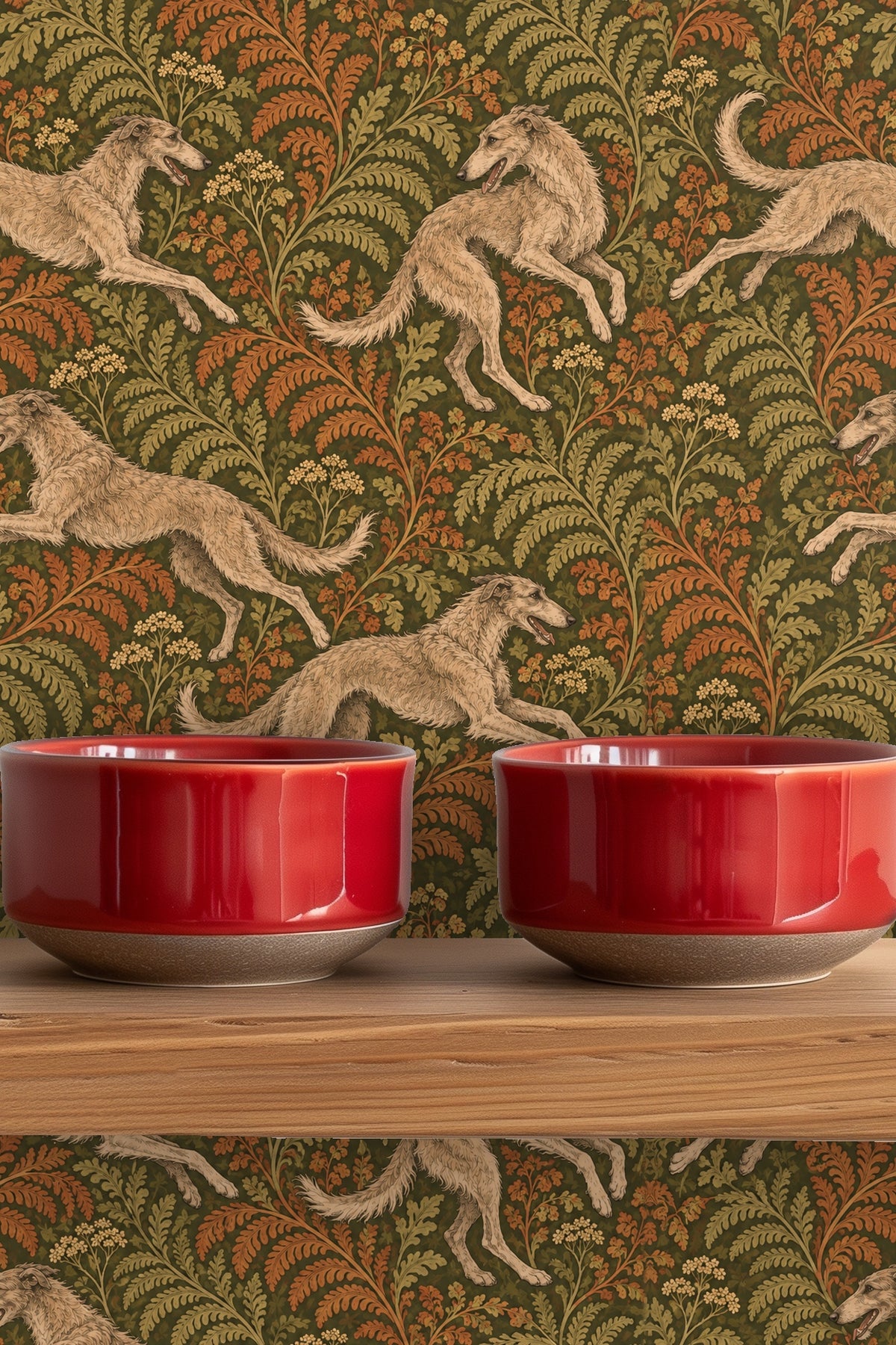 Feral Fern Play wallpaper shown in an interior setting