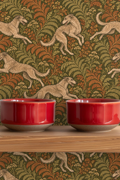 Feral Fern Play wallpaper shown in an interior setting