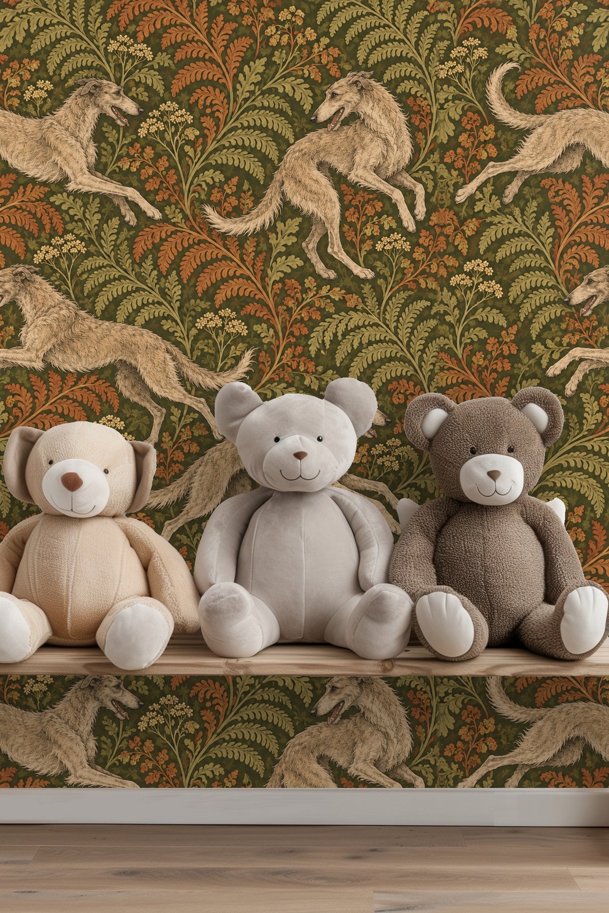 Feral Fern Play wallpaper shown in an interior setting