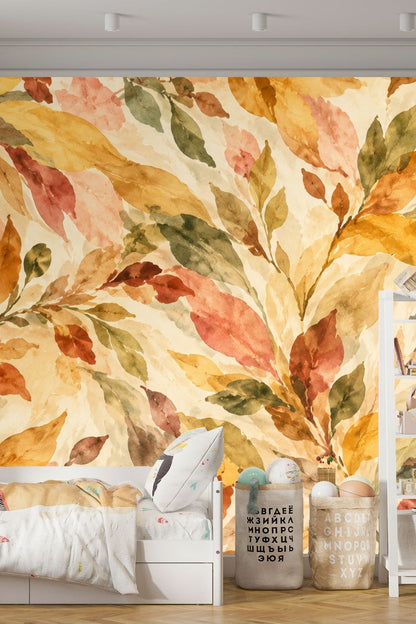 Large leaf clusters in varied warm hues adding visual warmth