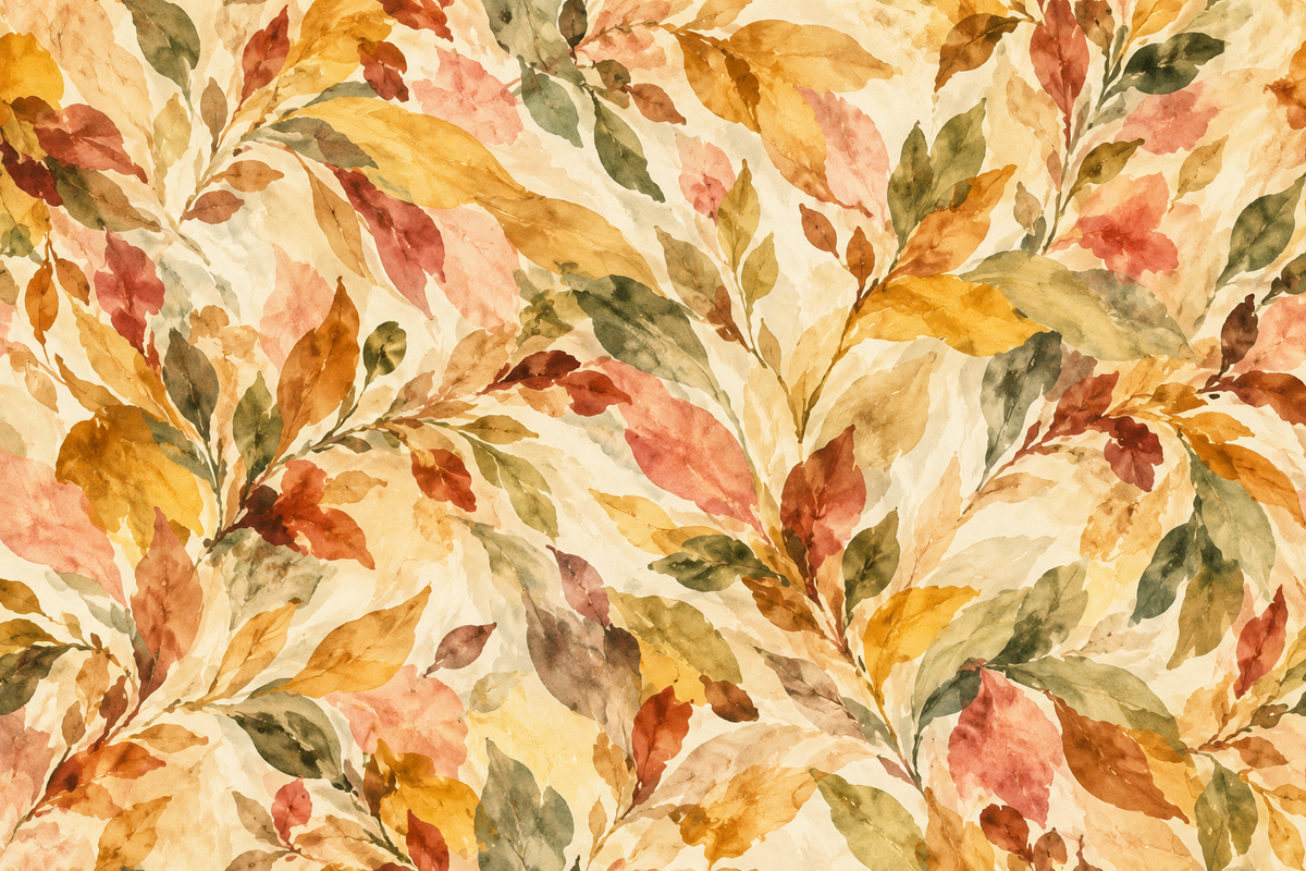 Wide wallpaper view emphasizing organic leaf flow and painterly quality