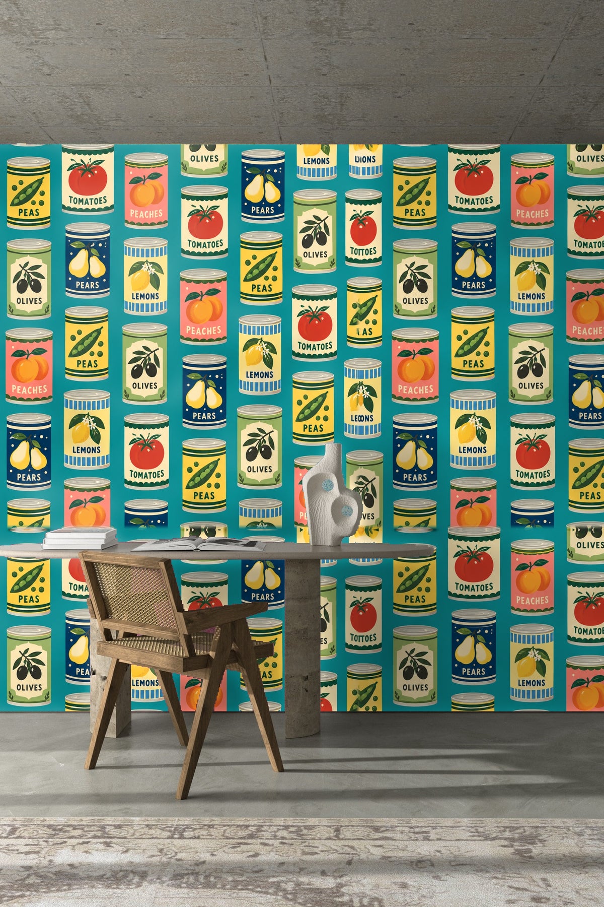 Creamy lemon canned tin with blue stripes bright detail