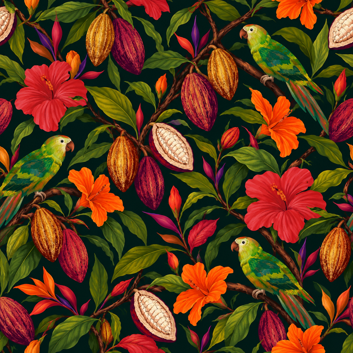 Leaf texture and color depth enhance the exotic wallpaper design