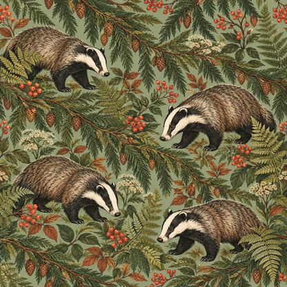 Segment highlighting interplay of soft greens, browns, and highlights in nature-inspired wallpaper.