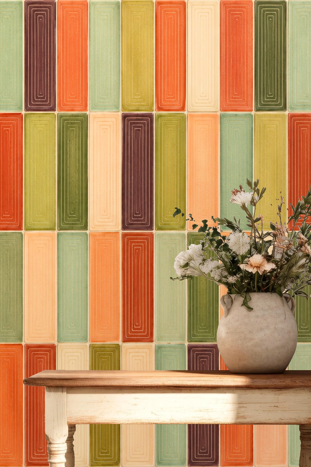 Segment of wall showing the seamless tile pattern spanning horizontally