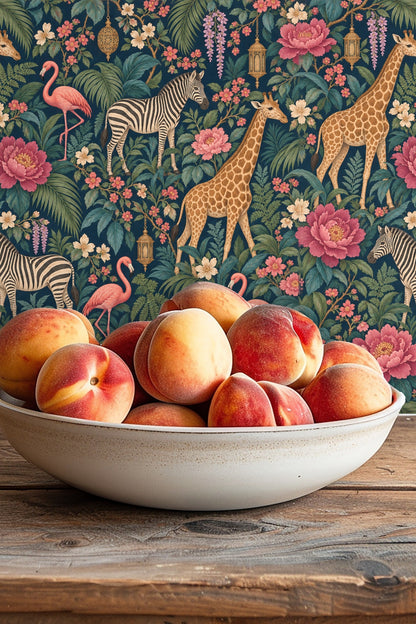 Tropical Safari Luxe wallpaper shown in an interior setting