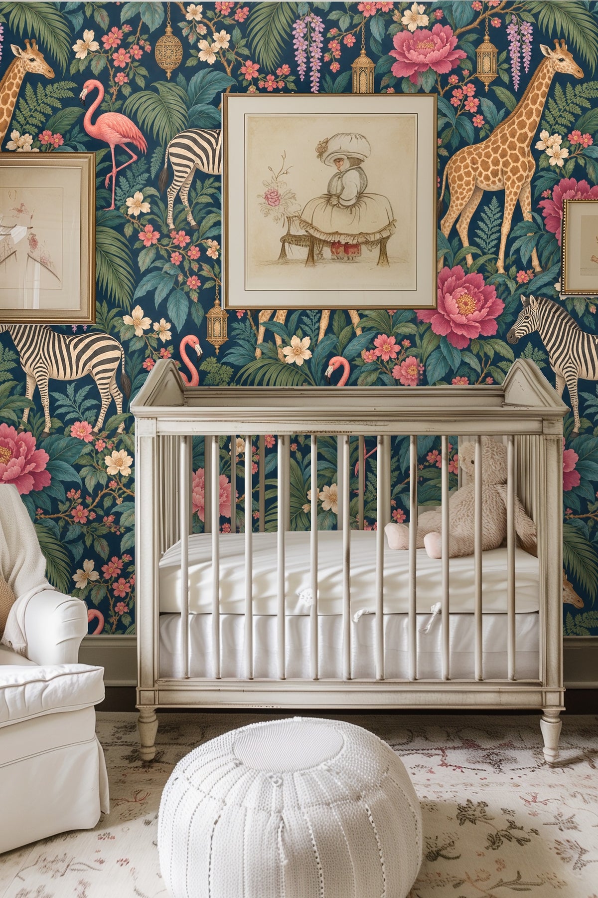 Tropical Safari Luxe wallpaper shown in an interior setting