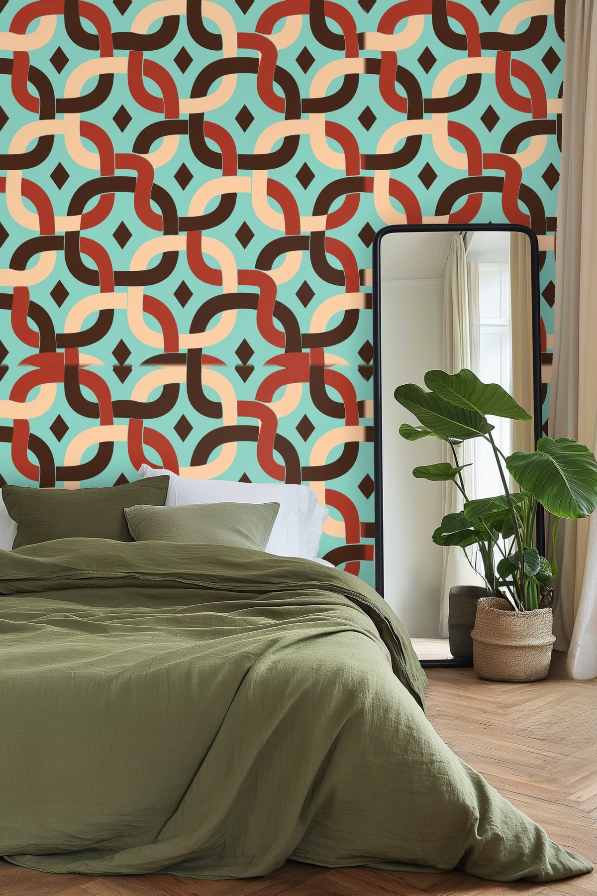 Bright aqua background providing vibrant contrast