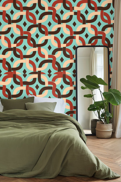 Bright aqua background providing vibrant contrast