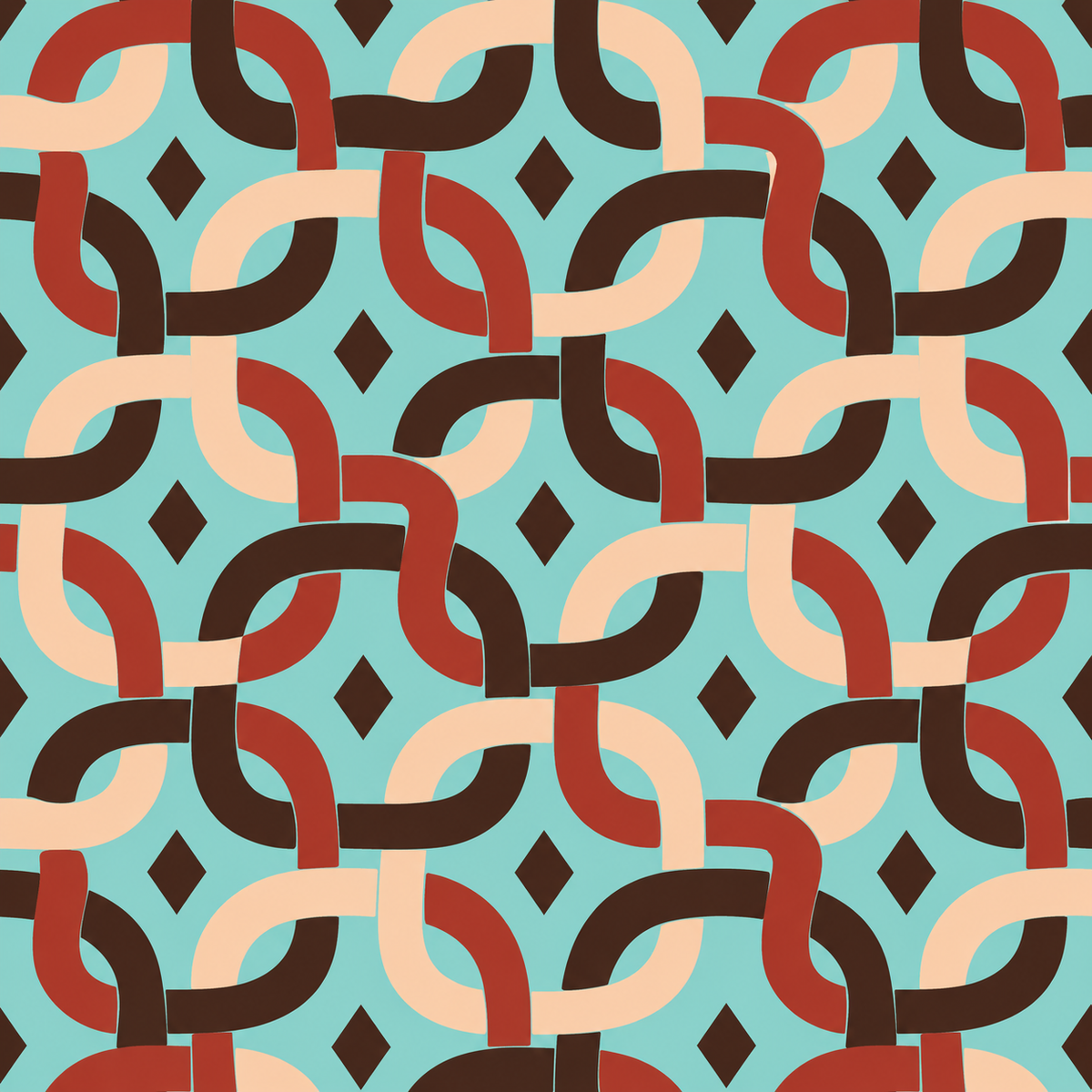 Modernist visual rhythm created by repeating diamond and chain motifs