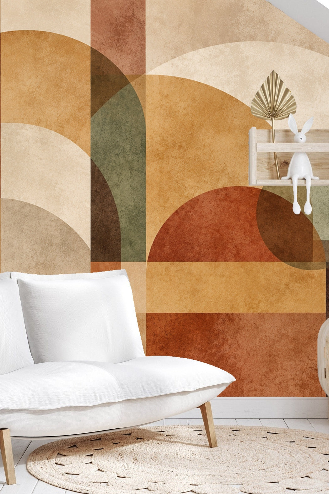 Terra Arc Mural wallpaper showing large-scale earth tone arches and color overlays