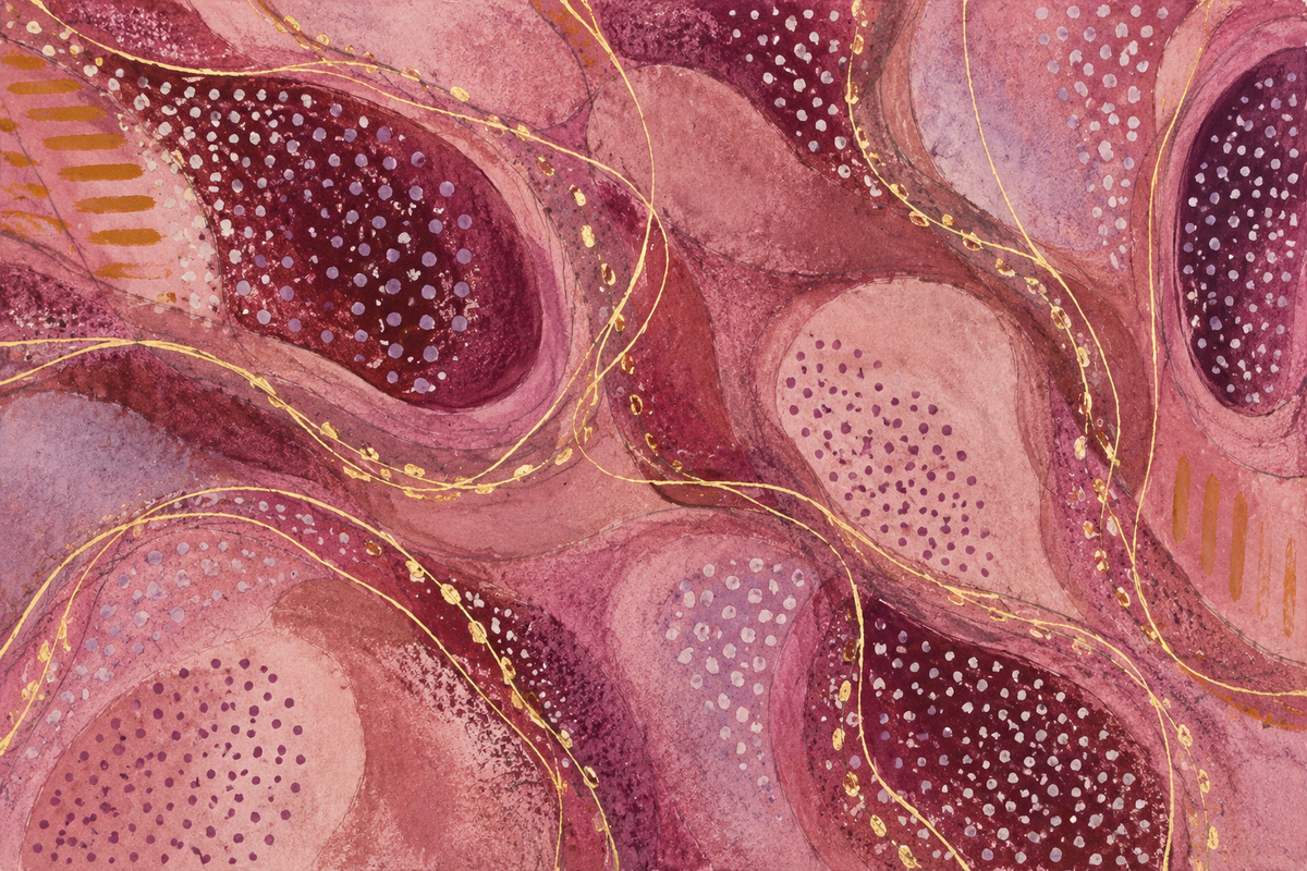 Artistic wallpaper design with a blend of earthy reds, purples, and subtle sparkling gold