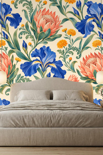 Mixed floral elements in painterly composition