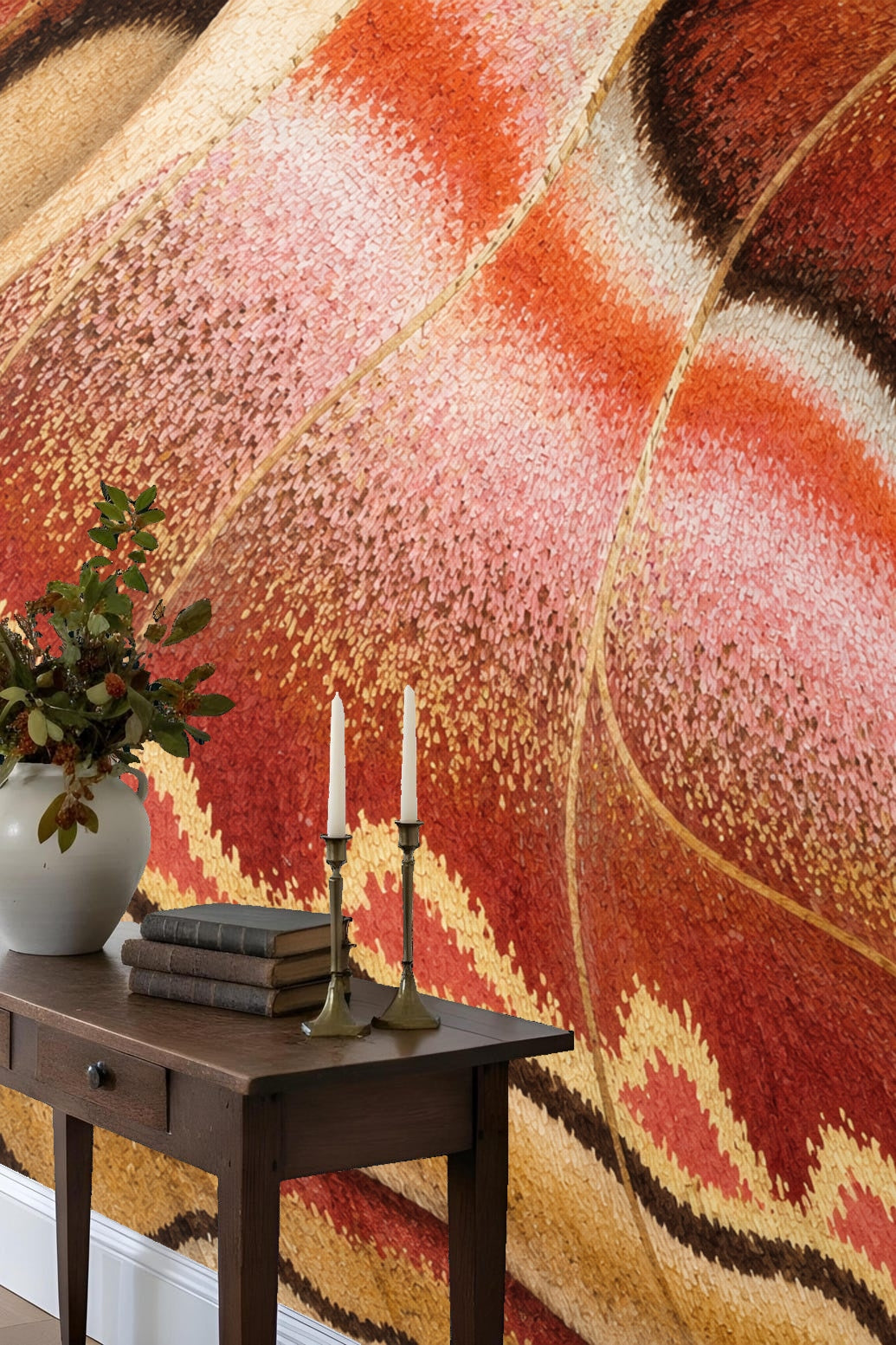 Geometric yet organic shapes formed by wallpaper's waveform design.