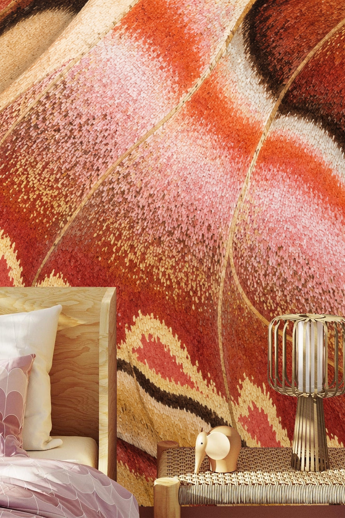 Textured color shifts from peach to deep rust tones on the wallpaper.