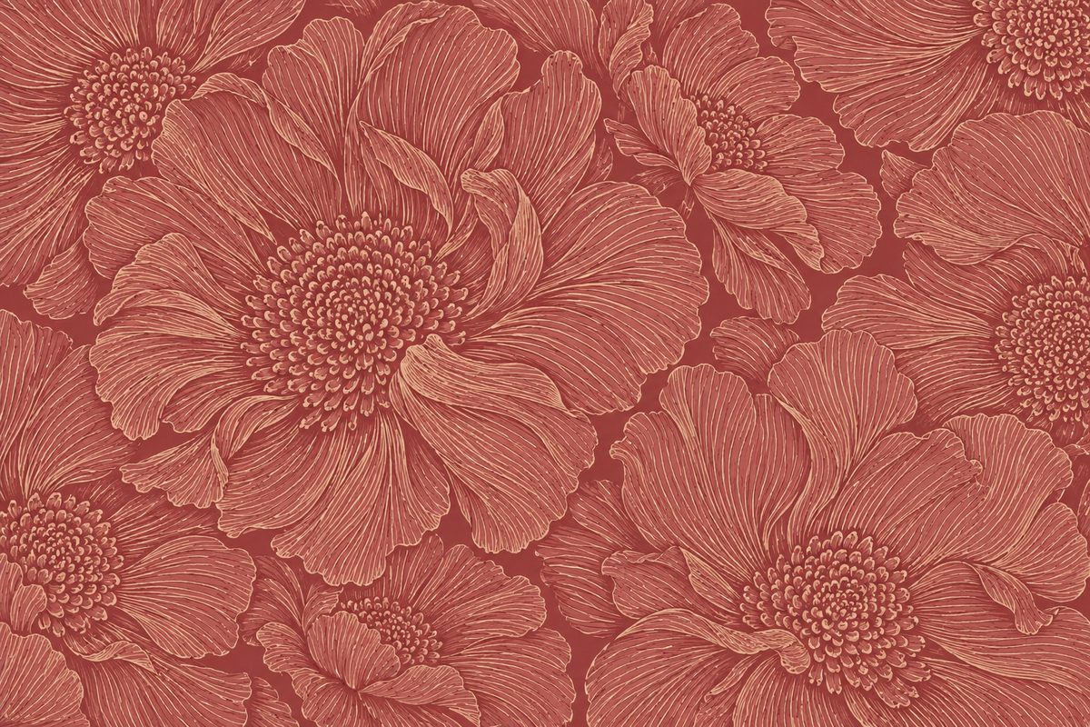 Decorative wall with intricate line floral wallpaper enhancing space