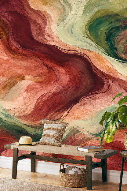 Ember Stream Mural wallpaper shown in an interior setting