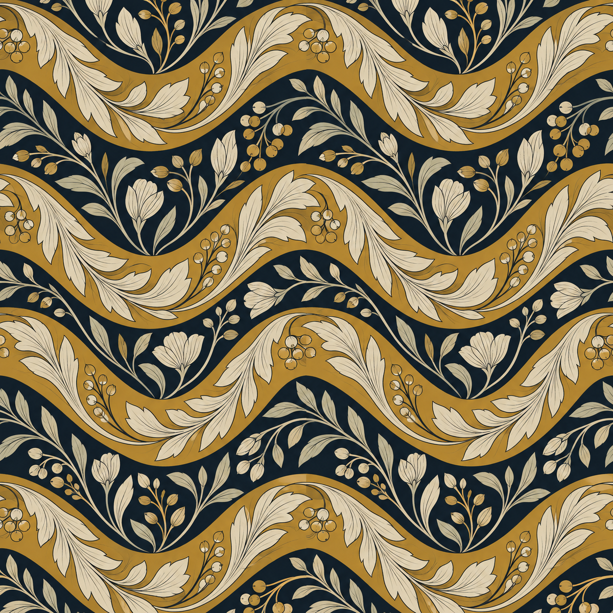 Artwork design highlighting intertwined botanical motifs with a vintage, ornate feel.