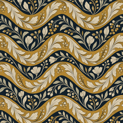 Artwork design highlighting intertwined botanical motifs with a vintage, ornate feel.