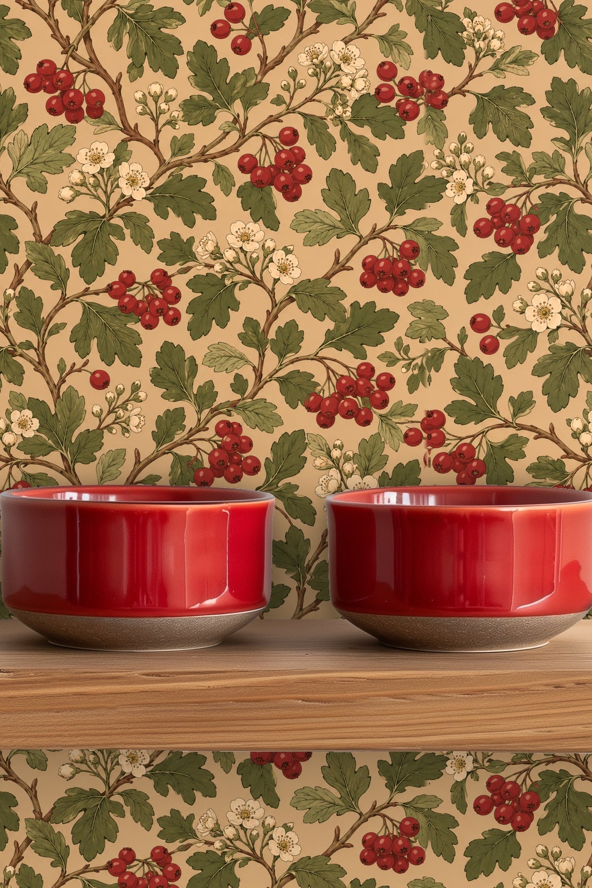 Wallpaper detail in ambient lighting highlighting line work and color