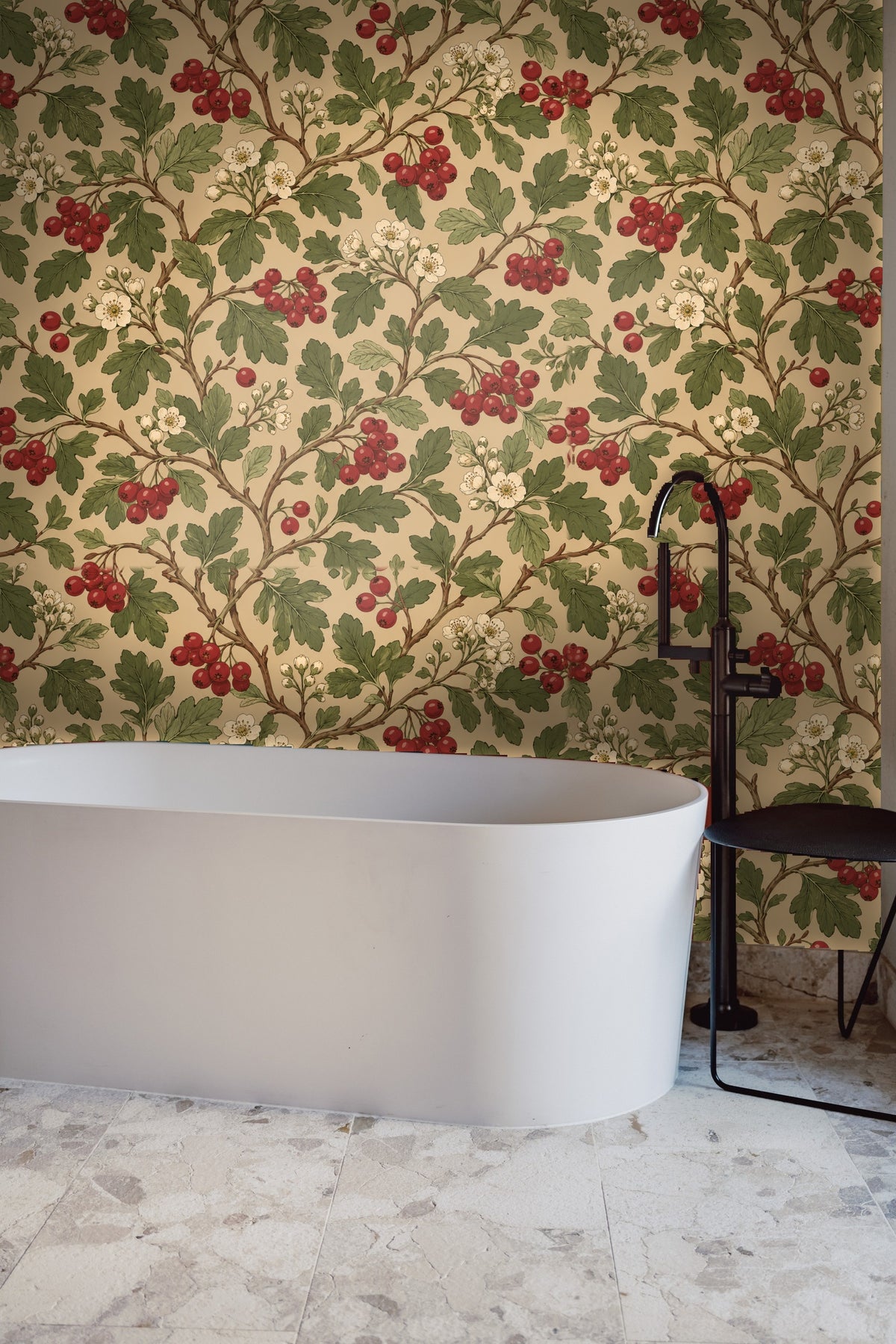 Wall close-up featuring floral elements and textured background