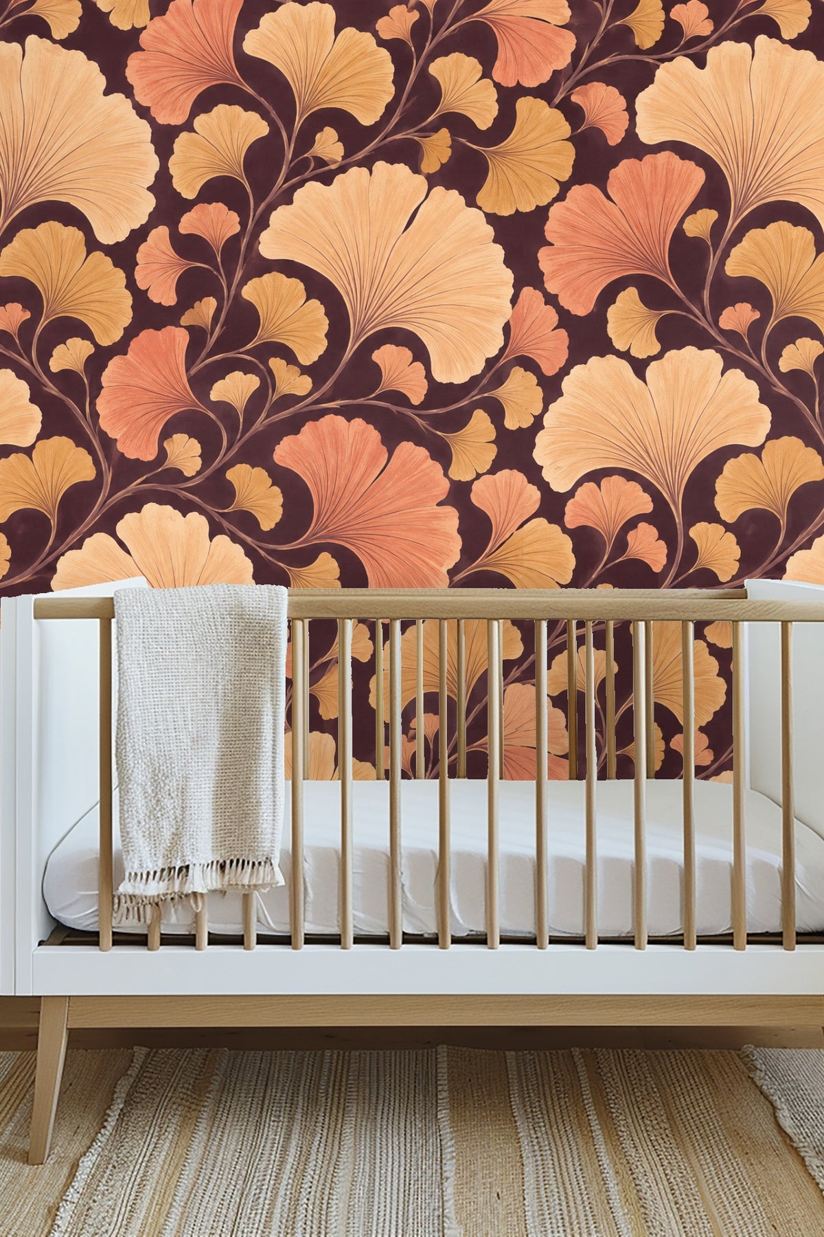 Artistic wallpaper with overlapping ginkgo leaves creating rhythmic movement.