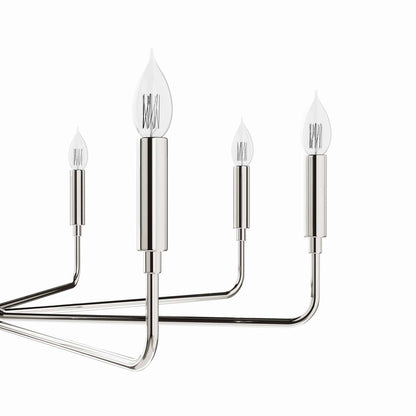 Lustre à 8 lumières en nickel poli de style Revival