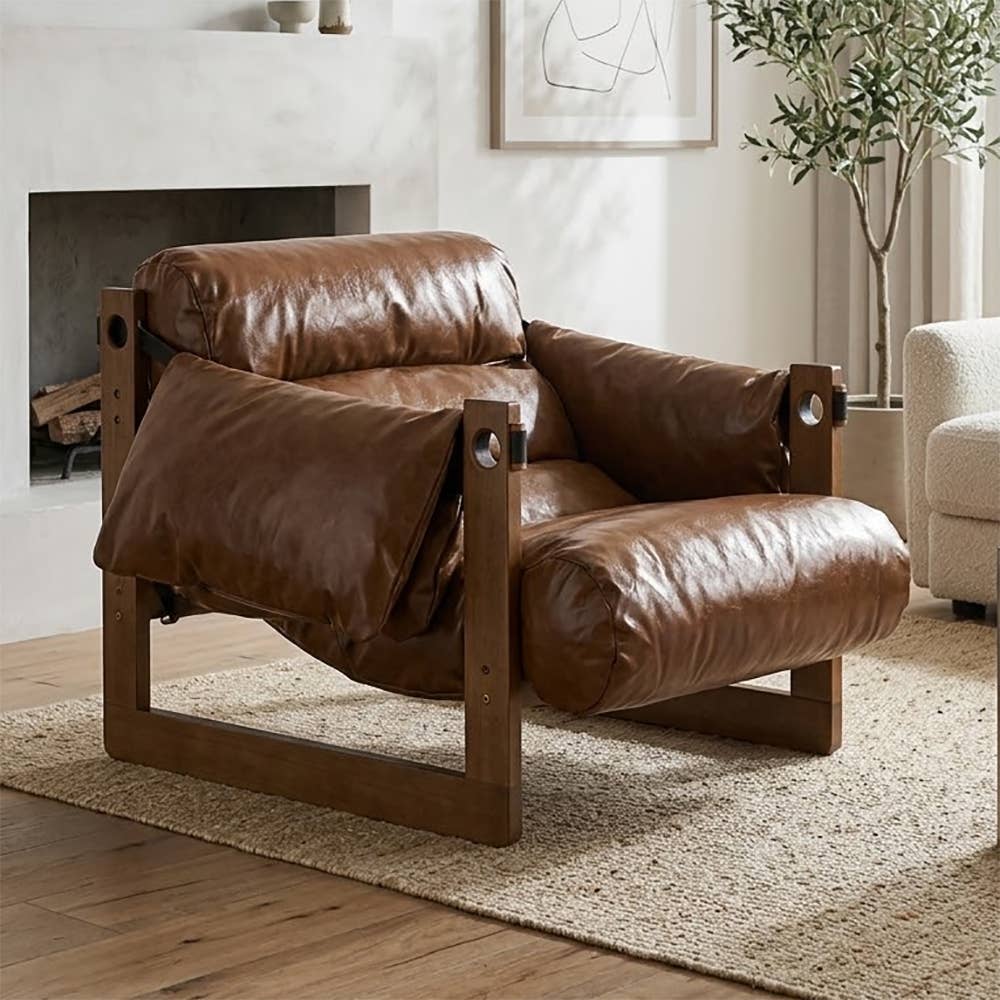Retro Leisure Lounge Chair W/H Removable Armrests &Cushion by EP Design Lab — view 3