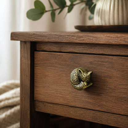 Fox Head Drawer Knob, Gold Cast Iron Cabinet Pull Hardware, 2.5" by Iron & Blossom — view 2