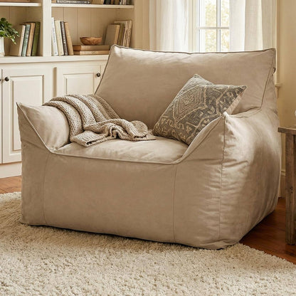 Plano 40" Contemporary Velvet Bean Bag Chair with Armrests by HOMYCASA DESIGN INC