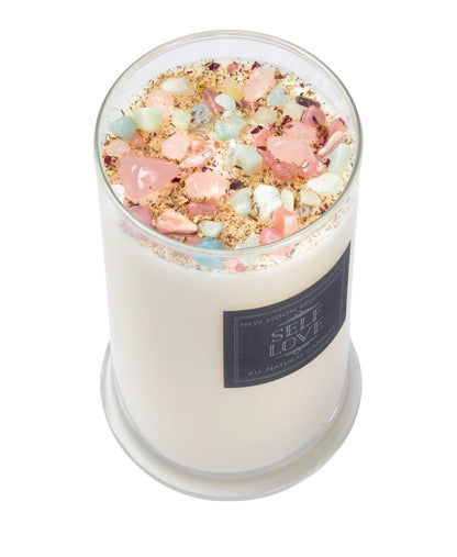 Self Love Candle - Dried Flower, Herb, & Crystal Candles by New Moon Beginnings — view 5