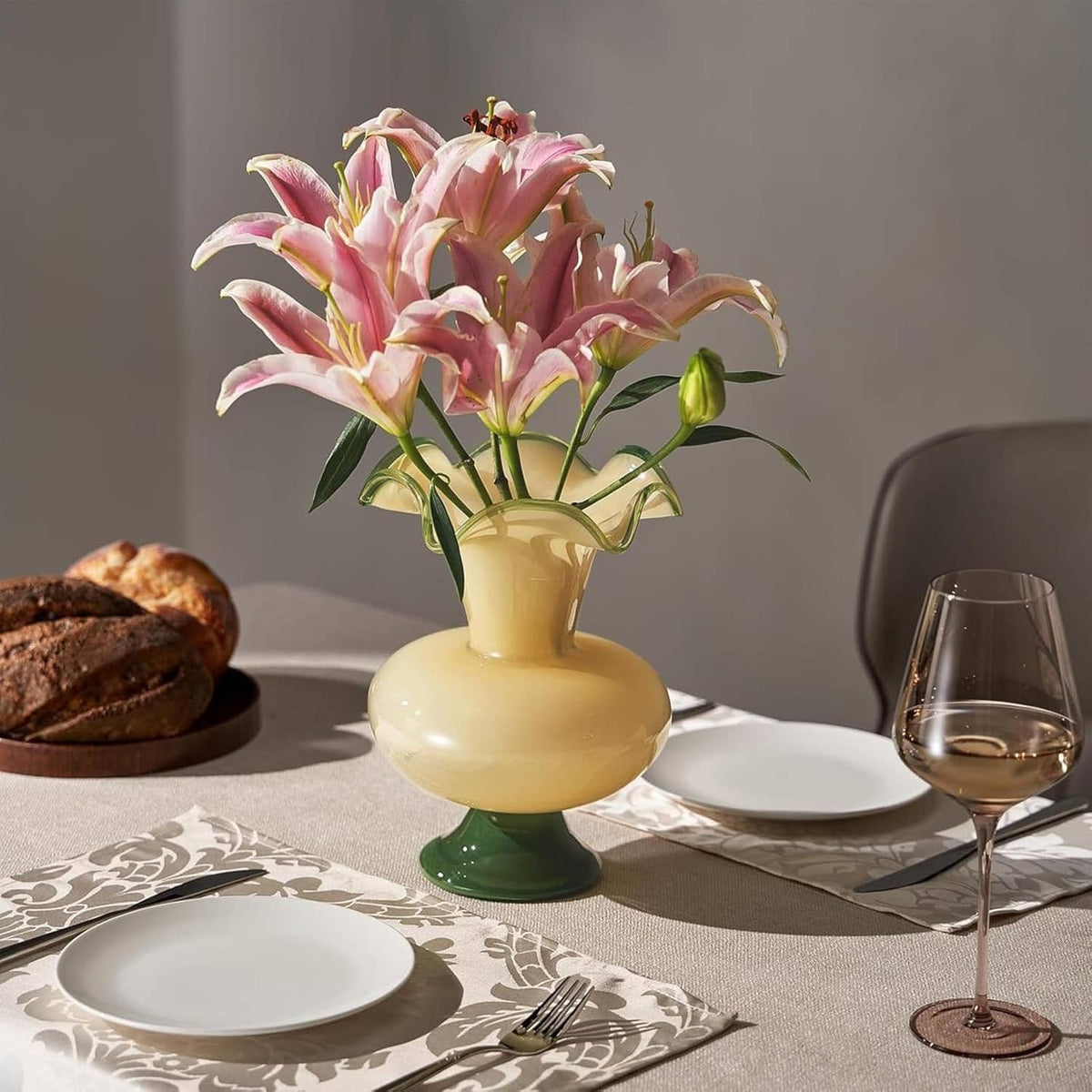 Verdant Bloom Hand-Blown Glass Flower Vase Décor - 11" by The Wine Savant / Khen Glassware — view 6