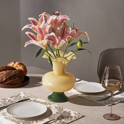 Verdant Bloom Hand-Blown Glass Flower Vase Décor - 11" by The Wine Savant / Khen Glassware — view 6