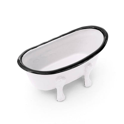 Farmhouse White Metal Bathtub Soap Dish by FinchBerry