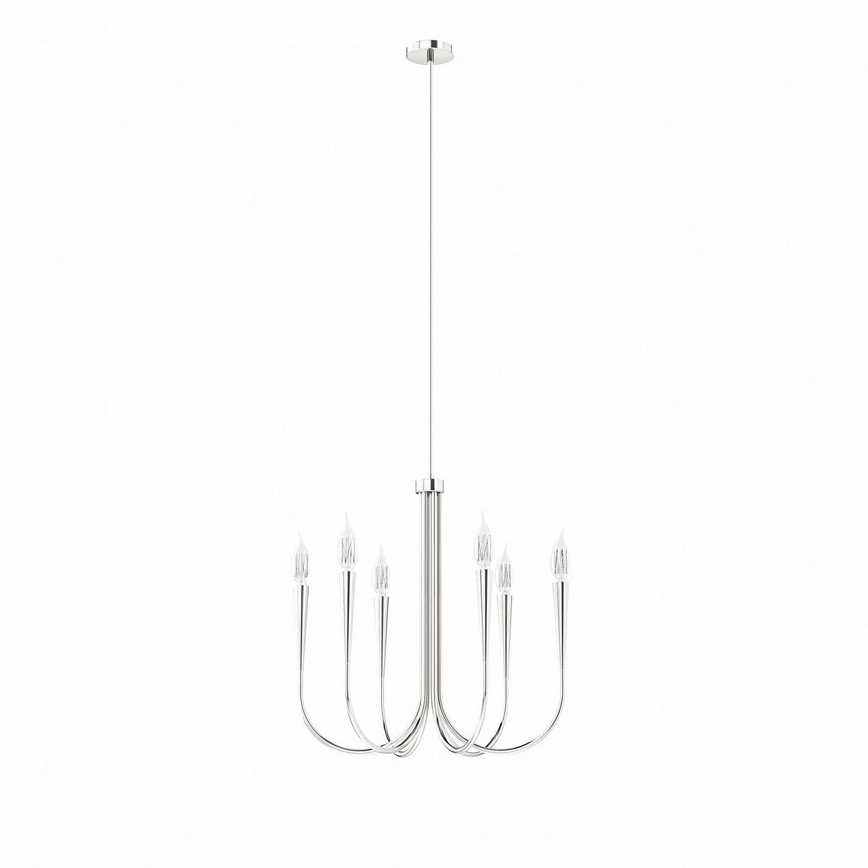 Polished Nickel Arc chandelier, 6-light silver finish living room light