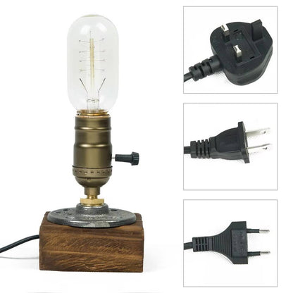 Industrial Led Table Lamp with Wood Base by huemabe (All Import Duties Covered) — view 2