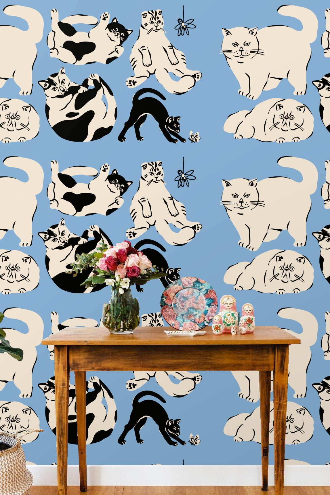 Close-up of cream cat with intense expression from wallpaper