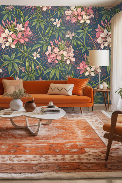 Cleome Blush Floral Wallpaper