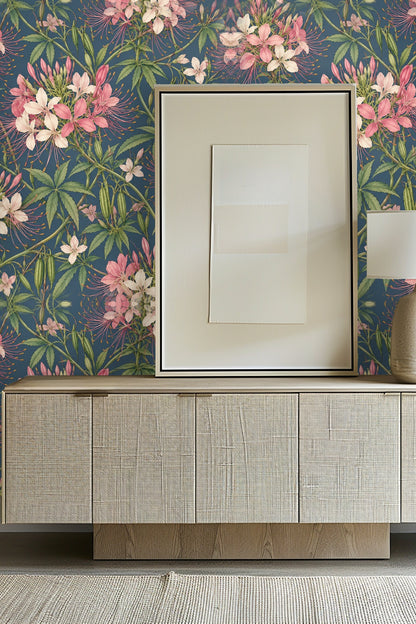 Cleome Blush Floral Wallpaper