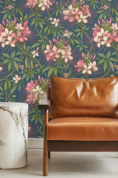 Cleome Blush Floral Wallpaper