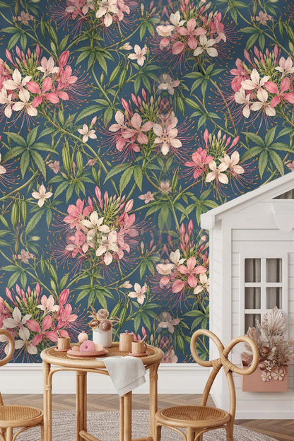 Cleome Blush Floral Wallpaper