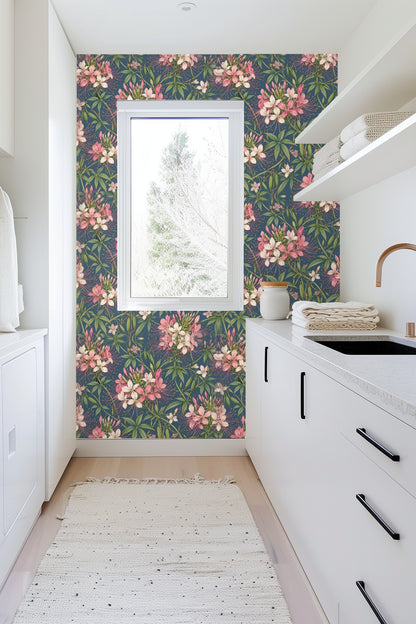Cleome Blush Floral Wallpaper