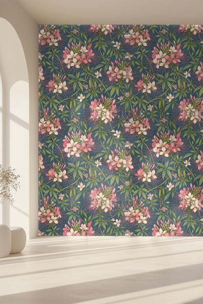 Cleome Blush Floral Wallpaper