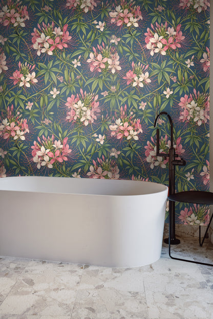 Cleome Blush Floral Wallpaper