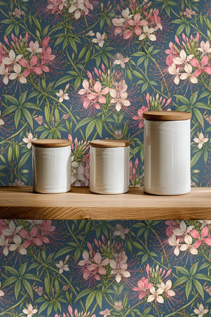 Cleome Blush Floral Wallpaper
