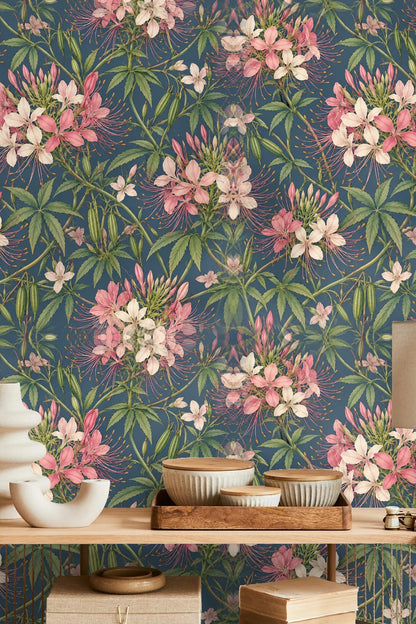 Cleome Blush Floral Wallpaper